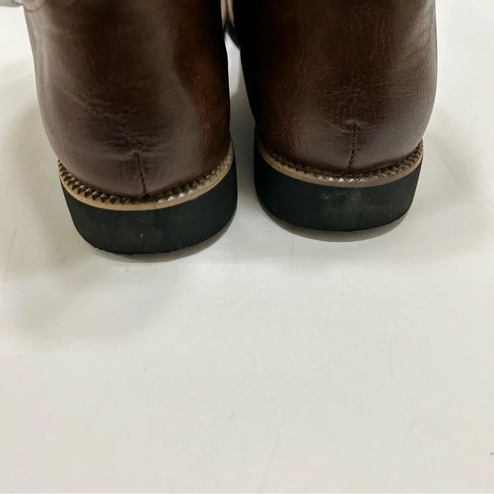 Lishan men’s Western brown cowboy boots embroidered mid calf  size 11/EU47 - Picture 7 of 7
